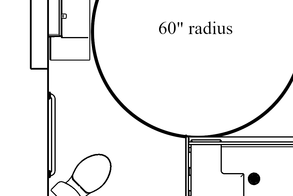 An ADA-compliant bathroom layout sketch